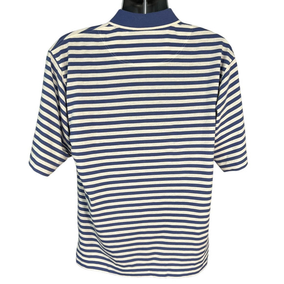Cutter & Buck Dri-Release Blue and White Striped Short Sleeve Polo, Size M - Picture 2 of 10
